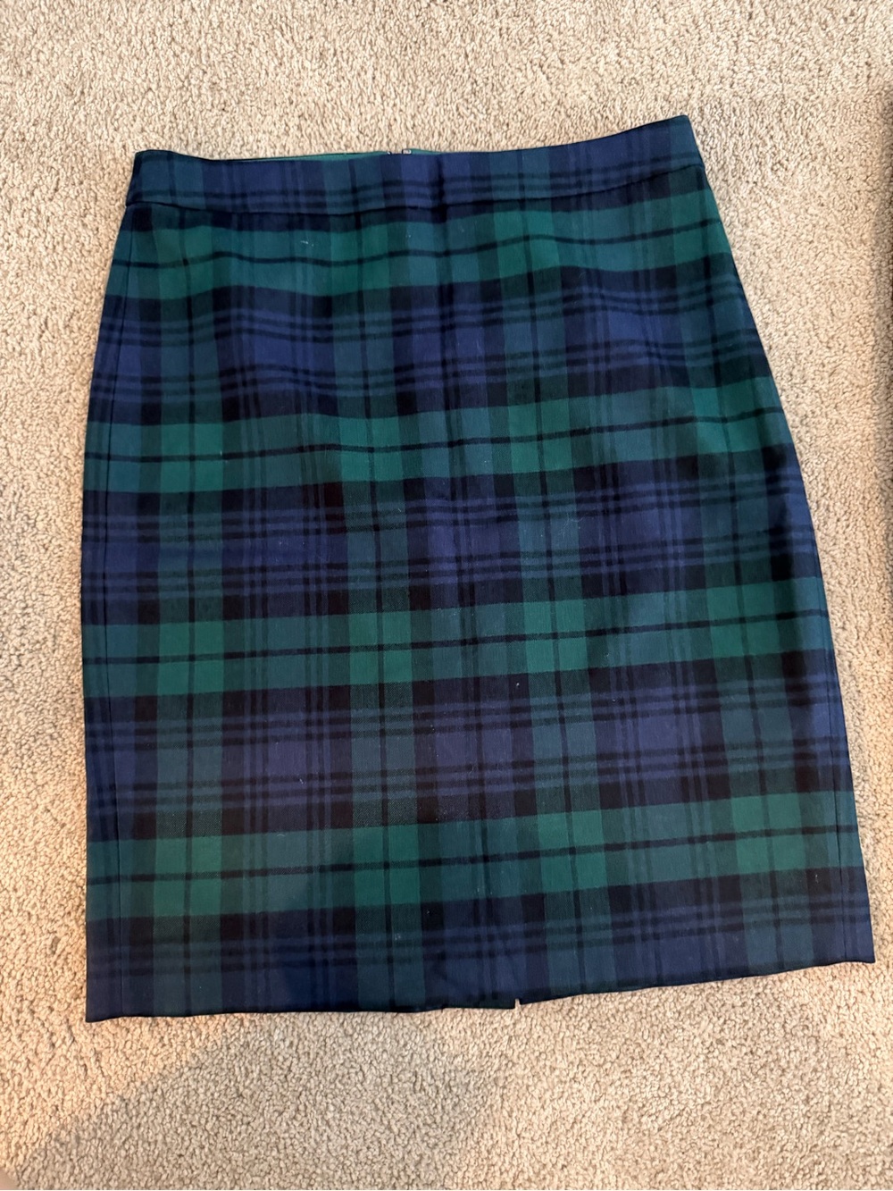 J. Crew Classic Green & Navy Plaid Pencil Skirt